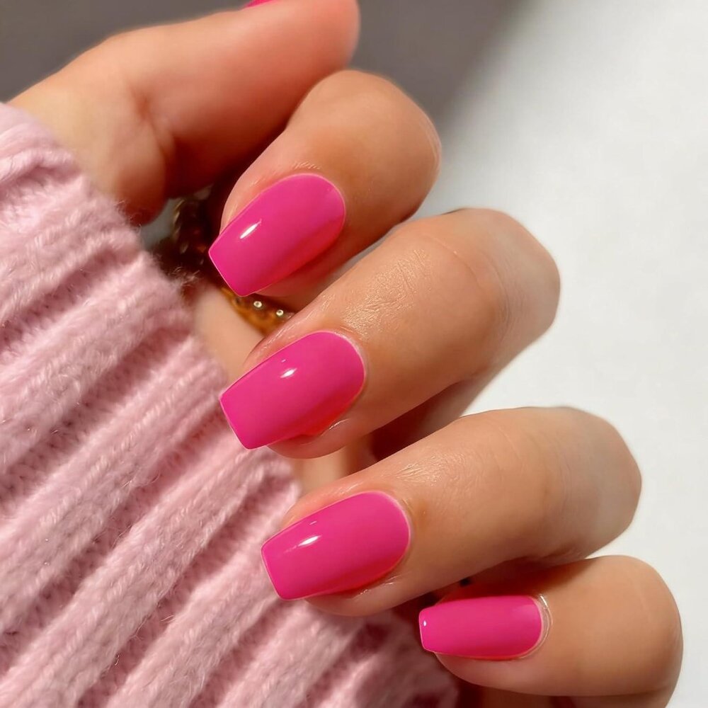 Reusable Hot Pink Soft Gel Press-on Nails